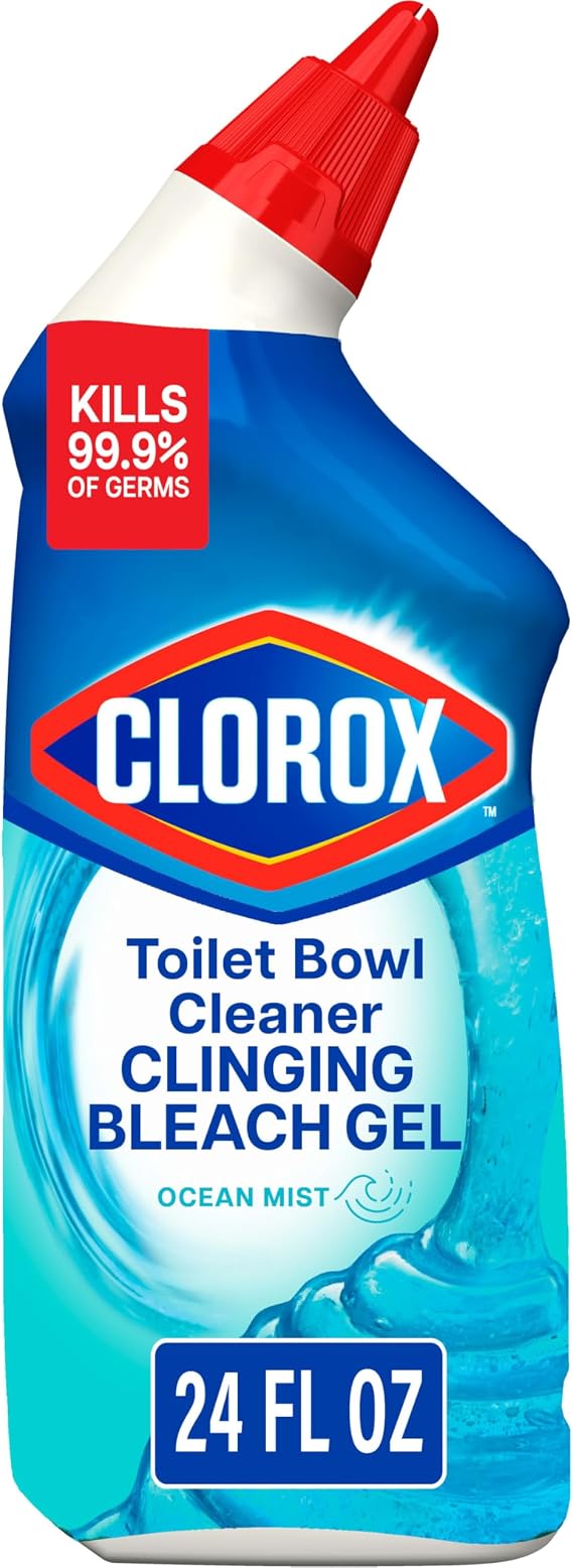 Clorox Toilet Bowl Cleaner Clinging Bleach Gel, Ocean Mist, 24 Fluid Ounces (Package May Vary)