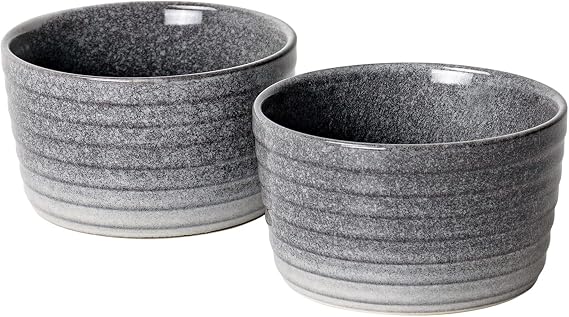 UNICASA Ramekin Set of 2, 8 oz Creme Brulee Ramekins, Oven Safe Baking Set for Custard, Pudding, Souffle Cups, Reactive Gray