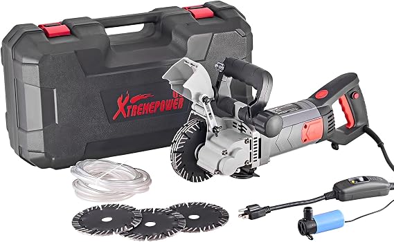 XtremepowerUS Wall Chaser Cutting Machine Wall Concrete Grooving Cutting w/Water Line Dust Port Infrared Sighting (Slotting Machine)