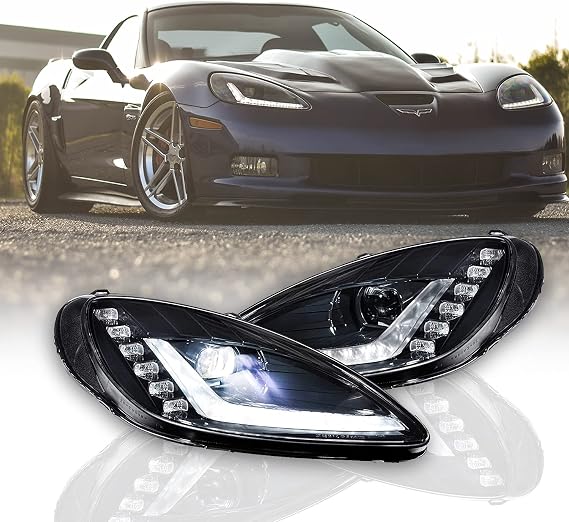 Morimoto XB LED Headlights fits 2005-2013 Corvette C6 (1X LF460.2) | Plug and Play Housing Upgrade, DOT Approved Assembly with Sequential Turn Signals & UV Coated Lenses