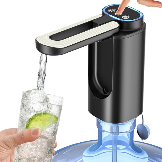 3 Mode Foldable Nozzle 5 Gallon Water Dispenser, Water Bottle Pump for 5 Gallon, Portable Electric Water Jug Dispenser for Gallon Bottle Switch (Light Black)
