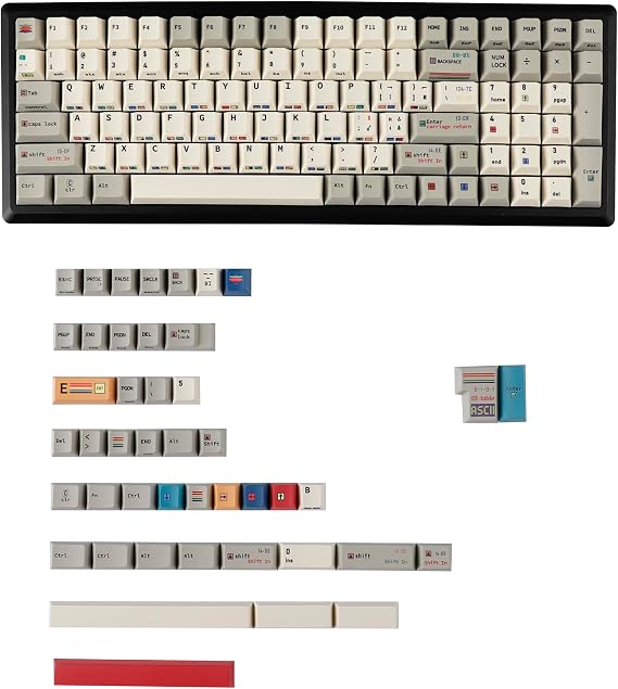 YMDK Retro Personality Keycap C64 R3 Side Print 147 Keys Full Set PBT Dye Sublimation Cherry Profile for Mechanical Keyboard
