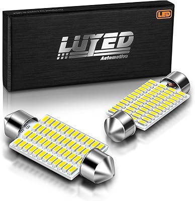 LUYED 569 578 LED Bulbs Xenon White 570 Lumens Super Bright 3014 48-EX Chipsets211-2 212-2 LED Bulbs Used for Car Interior Map Dome Lights,Pack of 2