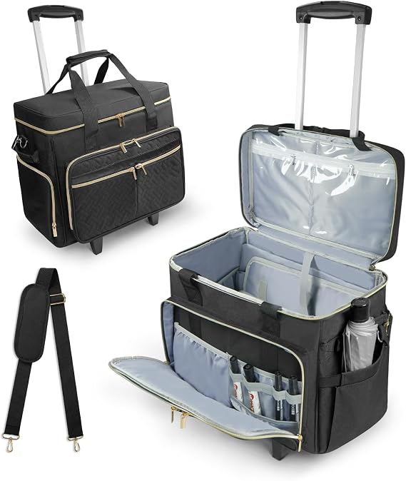 SUNDOY Rolling Teacher Bag with Detachable Trolley, Waterproof & Durable Teacher Case with Expandable File Compartment, Fits Up to 17.3" Laptop, Books & Supplies