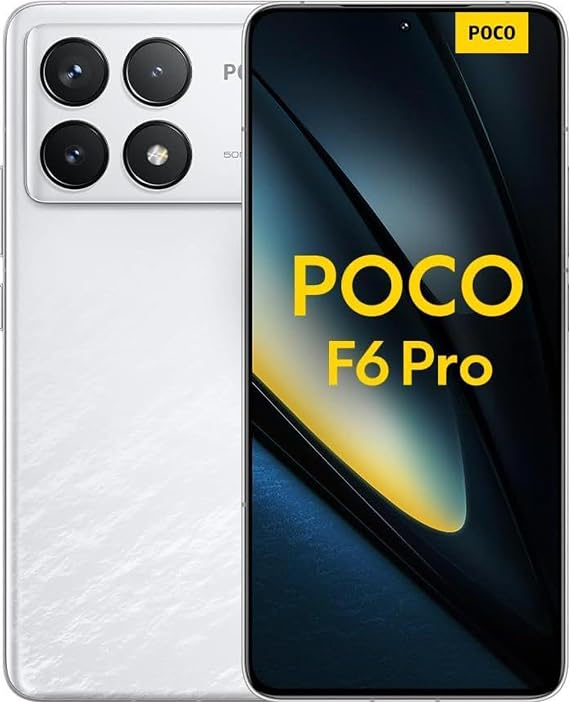XIAOMI Poco F6 PRO 5G + 4G LTE 512GB + 12GB Global Version Unlocked 6.67" 120Hz 50Mp Triple Camera (Tmobile Mint Tello & Global) + (w/Fast Car 51W Bundle) (White (Global ROM))