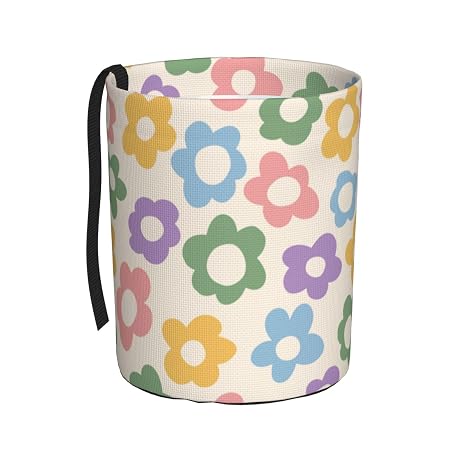 Vintage Groovy Flowers Car Trash Can Small Portable Car Garbage Bag for Back Front Seat RV's Camping Accessories