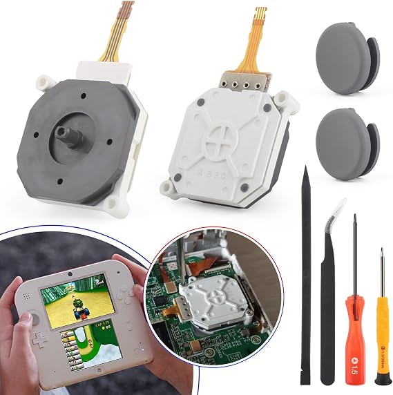 2Pack Joysticks Replacement for Nintendo 2DS 3DS Controller 3D Analog Sensor Module for Nintendo 3DS XL 3DS LL Joystick Thumbstick Circle Pad Cap Replacement Accessories Parts with Repair Tools