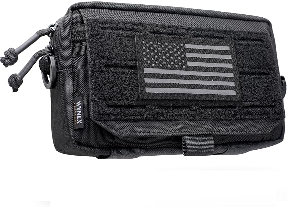 WYNEX Tactical Molle Admin Pouch,Tactical EDC Bag Utility Laser Cut EDC Tool Pouch Bag Annexes with American Flag