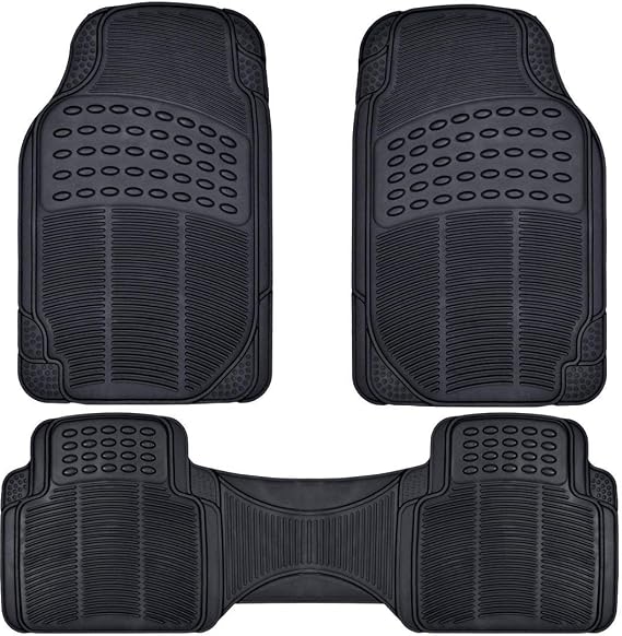 FlexTough Contour Liners - Deep Dish Heavy Duty Rubber Floor Mats for Car SUV Truck & Van - All Weather Protection - Odorless (Original)