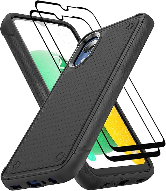 Jeylly for Samsung A03 Core Case, Galaxy A03 Core Case with 2 Screen Protector, Heavy Duty Shockproof Full Body Protection Durable Rubber Cover for Samsung Galaxy A03 Core, Black