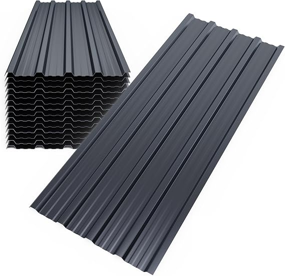 Mondeer 14PCS Metal Roofing Sheets, 7m², 110 x 46 cm, Dark Grey