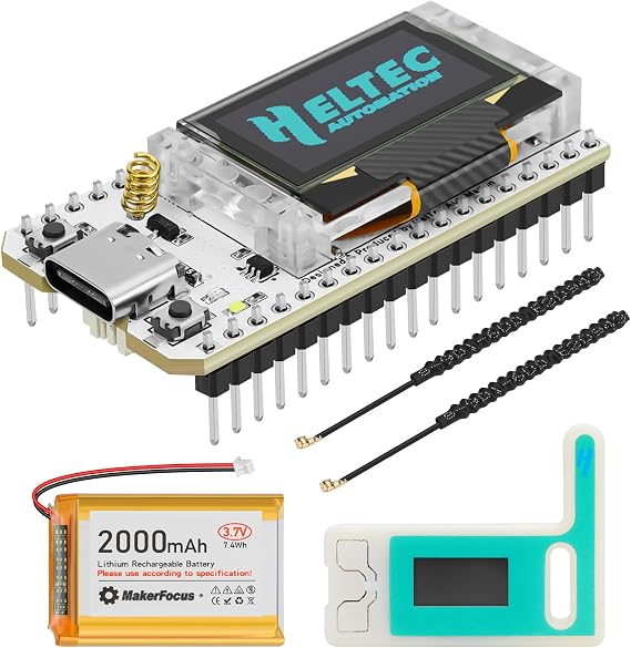 ESP32 LoRa V3 Development Board with 2000mAh Battery, Protective Case, 915MHz Antenna Integrated WiFi Bluetooth SX1262 CP2102 0.96-inch OLED Display Type C for Meshtastic IoT Arduino
