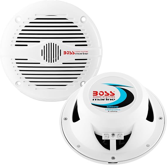 BOSS Audio Systems MR50W 5.25 Inch Marine Speakers (Pair), 150 Watts, 2 Way