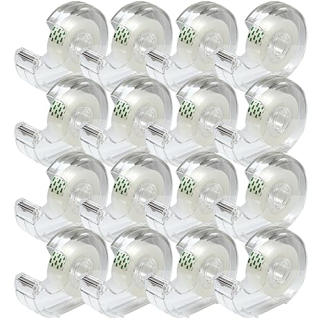 Tape, Clear Tape,Transparent Tape for Office Supplies and School Supplies,Glossy Finish,3/4 in x 720 in, Dispensered, 16 Pack