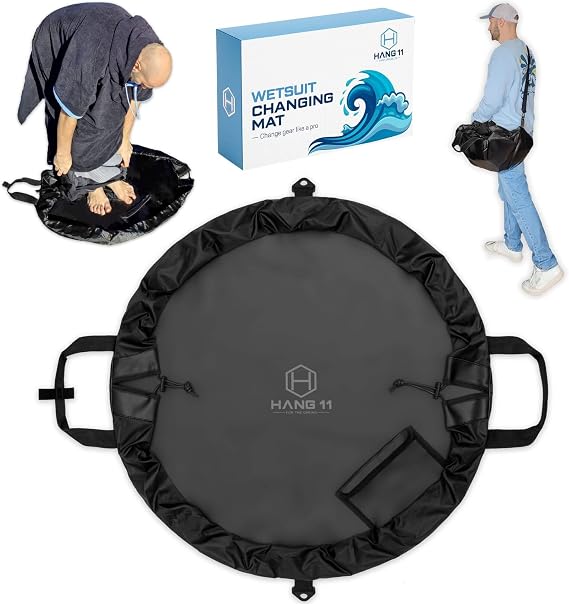 Hang 11 Wetsuit Changing Mat Bag - Surf Changing Mat with Shoulder Strap, Wetsuit Bag Waterproof, Keeps your Wet Suit & Car Clean, Surf Change Gear, Surfing Accessories, Surfing Gifts