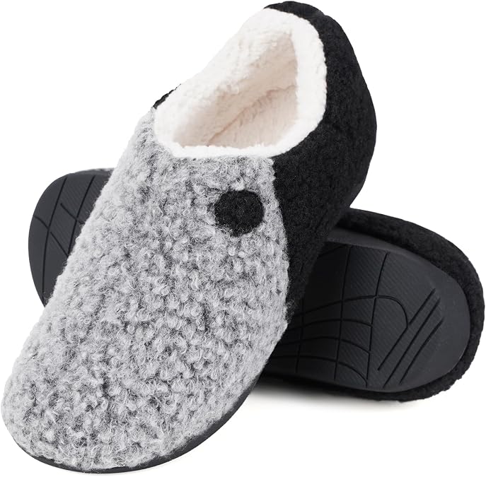 ERGOfoot Orthopedic Slippers with Arch Support for Women Men | Fuzzy House Shoes for Plantar Fasciitis Relief, Closed Back, Soft Plush Sherpa Fleece Lining