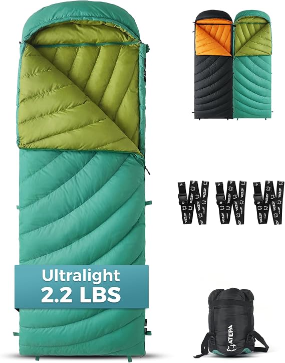 ATEPA 3-in-1 Hybrid Down Sleeping Bag, with Pad Attachment
