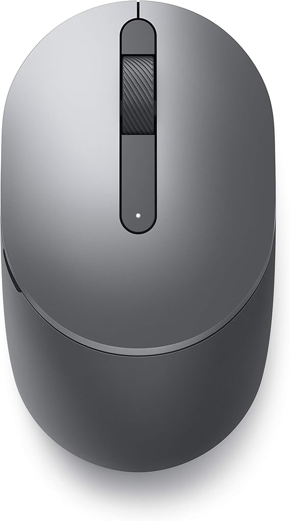 Dell MS3320W Mobile Wireless Mouse - Wireless 2.4 GHz, Bluetooth 5.0, Optical LED, Mechanical Scroll, 1600 DPI, 3-Buttons - Titan Gray