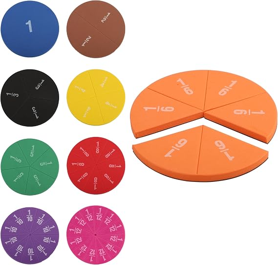EHR Magnetic Fraction Circles for Kids, Classroom Math Manipulatives for Hands-On Fraction Learning, Fraction Circles Set for Elementary Math & Homeschool