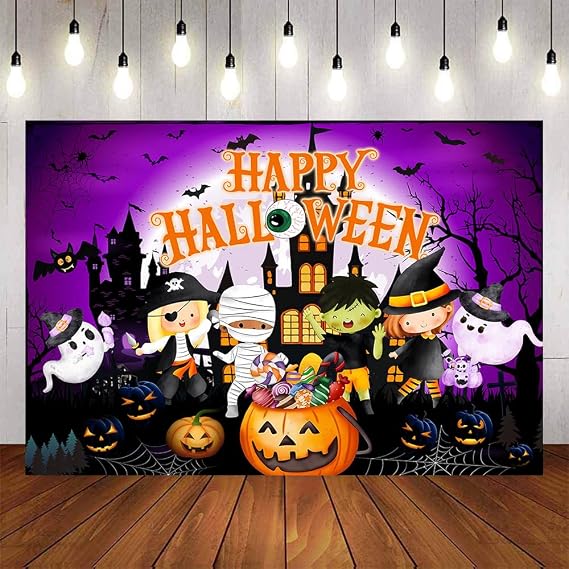Halloween Backdrop, Spooky Night Haunted House, Fall, 7x5ft
