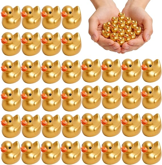 40Pcs mini resin ducks, small ducks, resin tiny gold duck figures collectible little animal statue for micro garden landscape cake small decor & DIY craft party﻿
