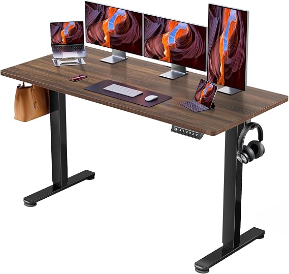 ErGear Electric Office Work Table, Height Adjustable Standing Desk, Width 63 inches 160 cm, Load Capacity 176 lbs 80 kg, Height Memory Function, Automatic Height Adjustment, Silent, with Storage