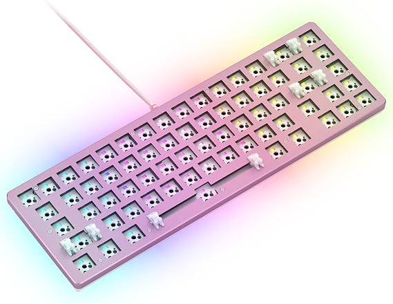 GLORIOUS GMMK 2 Gaming Barebones Keyboard - Hot Swappable TKL DIY, Compact Mechanical Keyboard Kit- Wired, RGB Backlit,- PC Setup Accessories- 65%, Pink