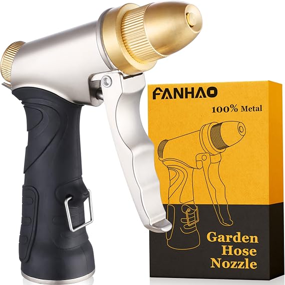 FANHAO Metal Water Hose Nozzle Heavy Duty, High Pressure, Leak Proof