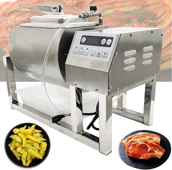 TECHTONGDA 15L Meat & Vegetable Vacuum Tumbler Marinator, Three Speed Adjustable Food Tumbler Marinating Machine, Meat Curing Rolling Kneading Machine, Bidirectional Rotation, 22LB/10KG Capacity