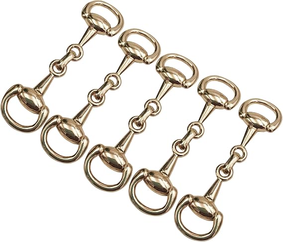 Dielianyi 6PCS Medium Gold Snaffle Bit Horse Bit Buckle Create Exquisite Equestrian Jewelry
