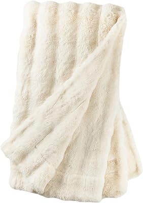 Pine Cone Hill Fab Faux Throw, 50 X 70, Ivory Solid Pattern