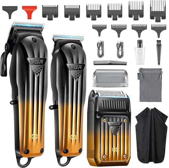 VGR 644 Professional Hair Clippers for Men with Trimmer Electric Shavers | 200min/120min/80min runtime; double foil; cleaning brush; lubricating oil