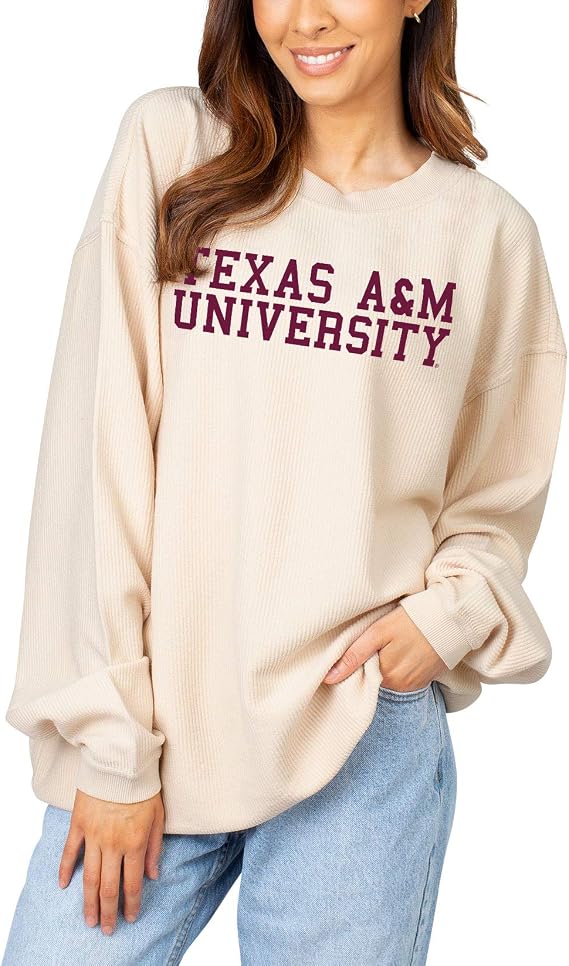 chicka-d NCAA womens Corded Crew Pullover Sweatshirt