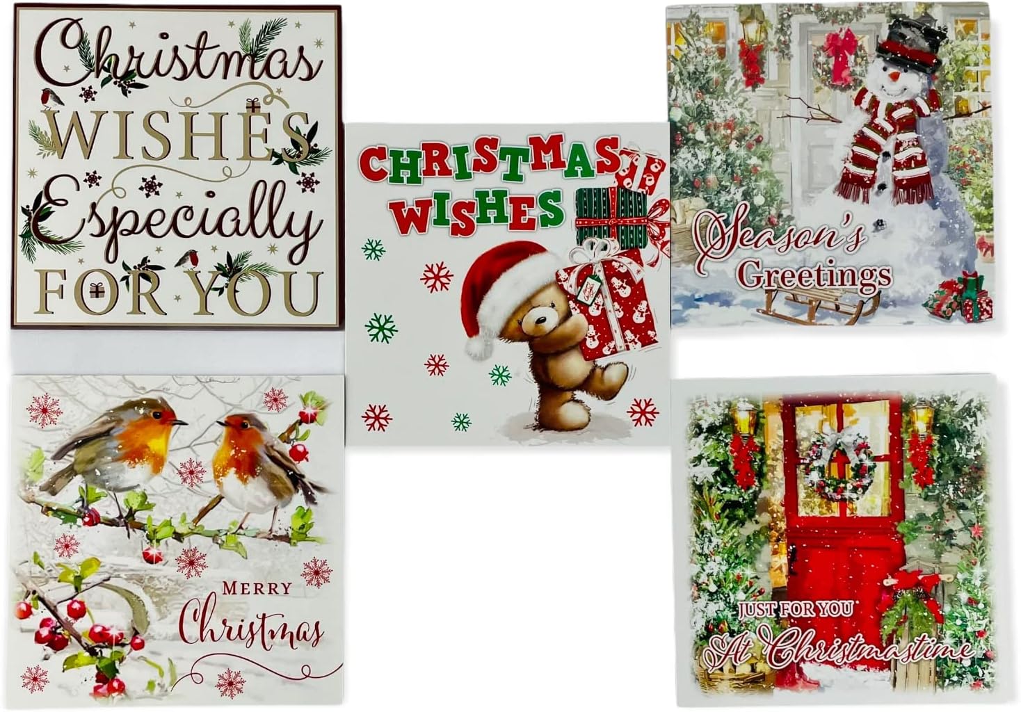 Pack of 20 Assorted Christmas cards - 10 Different Xmas Designs Cute and Traditional 2 Cards Each Design