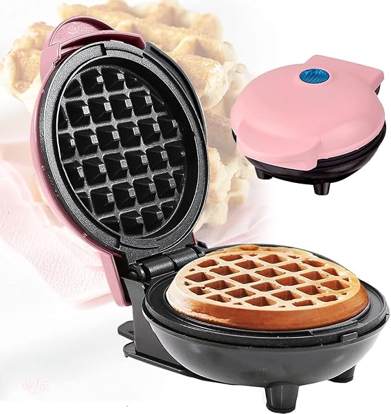 Mini Waffle Maker- Compact Electric Iron for Creative Homemade Treats - 4.5-inch- Nonstick Surface - Easy-to-Clean - Perfect for Families