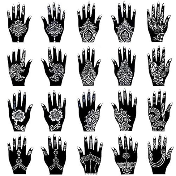 XMASIR Henna Tattoo Stencil Kit, 20 Sheets Temporary Tattoo Template Sets