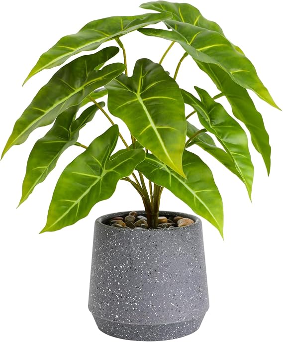 Veryhome Artificial Plants Indoor in Pot Fake Succulents Plants in Potted 33cm Large Fake Green Plant Faux Green Leaf Potted for Home Desk Living Room Decor