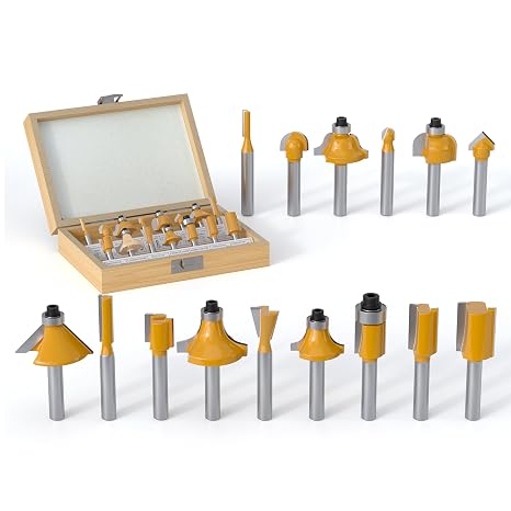 15PCS Router Bits Set 1/4 Inch Shank