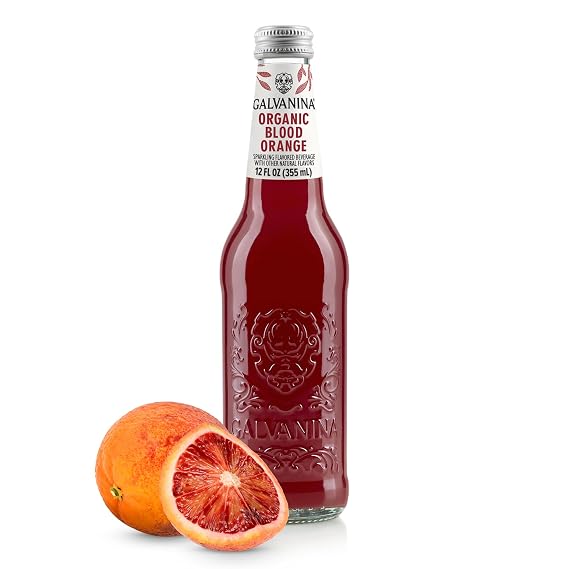 Galvanina Blood Orange Premium Organic Italian Sparkling Soda, 12 fl oz Glass Bottle (Pack of 1) | Sanguinello, Tarocco & Moro Blood Oranges with Lemon.