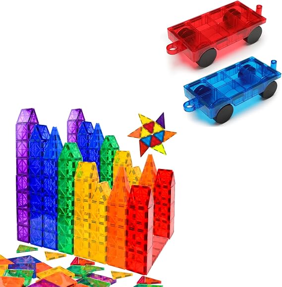 FNJO Magnetic Tiles, 52PCS +2Cars
