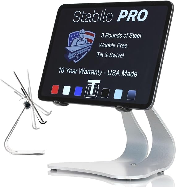 Stabile PRO Pivoting iPad Stand - Made in USA - Compatible with Apple iPad (Silver)
