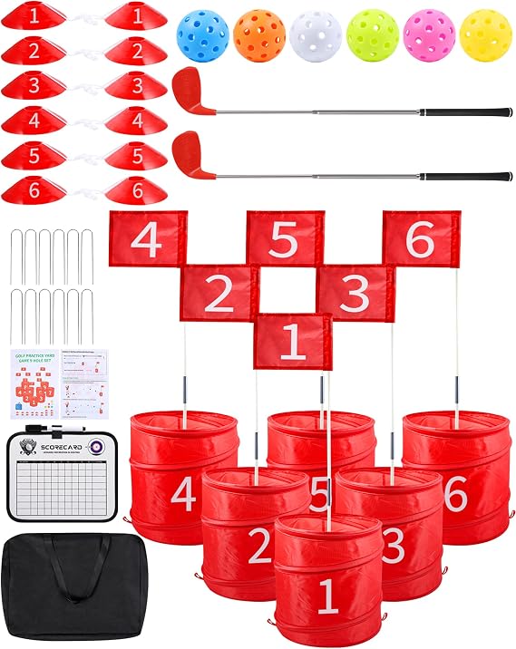 HOTWIND Backyard Golf Yard Games 6 Hole 2 Clubs Adults Portable