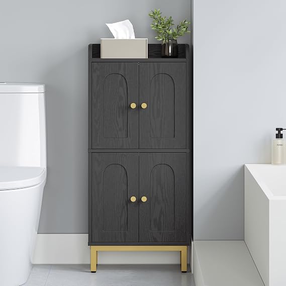 Hzuaneri Bathroom Cabinet, Small Storage Cabinet with 4 Doors