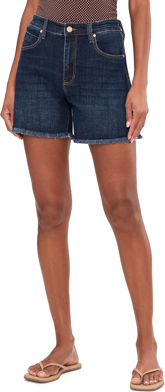 Liverpool Los Angeles 5" Mid-Rise Vickie Fray Hem Denim Shorts with Slit