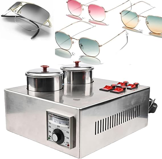 1400W Optical Lens Dyeing Machine, Stainless Steel 2-Cup Tinting Equipment, Uniform Dyeing, (0-300C) Adjustable Temperature, Independent Switch, for Optical Shops