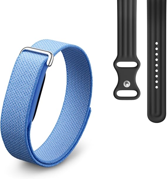 Google Fitbit Air – Aktivitätstracker ohne Display mit Fitness-Tracking Herzfrequenzmessung – mit iOS und Android kompatibel – Lavender + Sportarmband für das Fitbit Air – Obsidian S