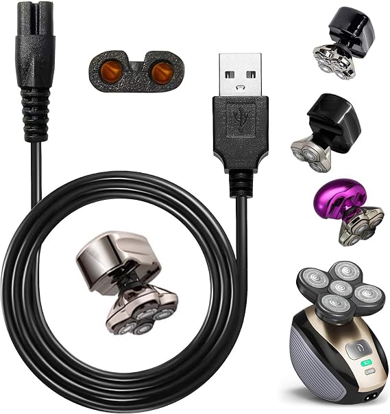 Evrensel Kafa Tıraş Makinesi Şarj Kablosu USB Kablosu Kafatası Tıraş Makinesi Pitbull ve Ana Tıraş Makinesi Markaları ile Uyumlu (USB Şarj Cihazı)