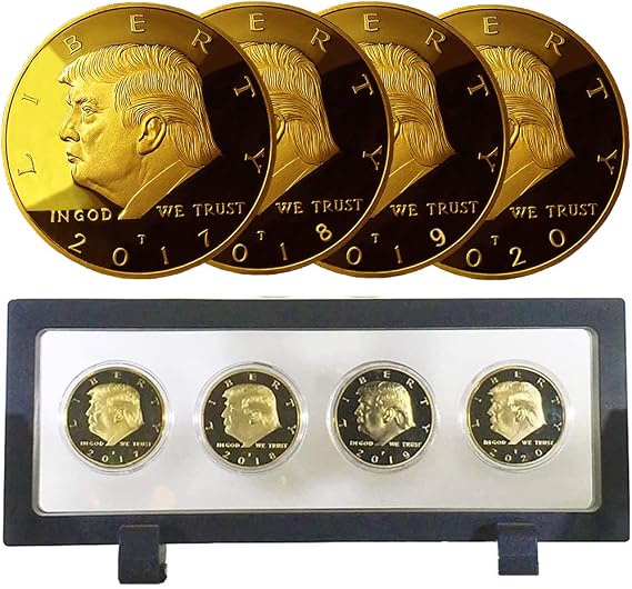 Donald Trump 1st Term 4 Coin Set Gold Plated Replica Rectangle Display Case