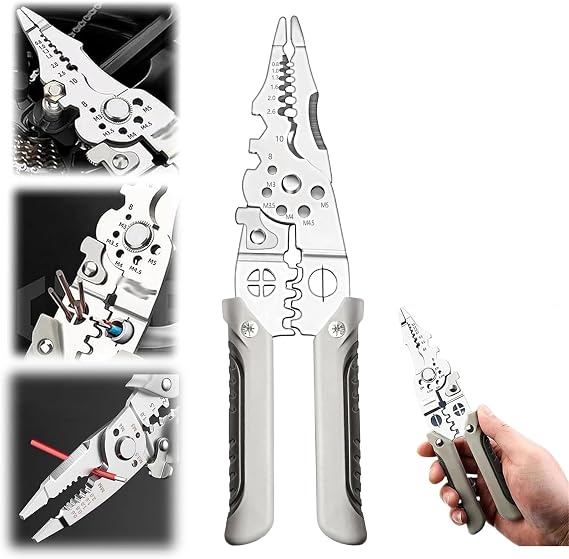 27 in 1 Multifunctional Wire Stripper Crimper Cable Cutter Pliers,Multifunctional Wire Stripper Pliers,Electrical Wire Stripper Electricians Pliers,Electrical Wire Cutters Cable Stripping Tool (1/Set)