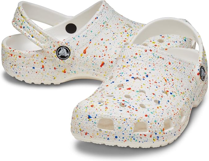 Crocs Kids Unisex Classic Graphic Clogs (Little Kid/Big Kid) White/Multi Paint Splatter 4 Medium